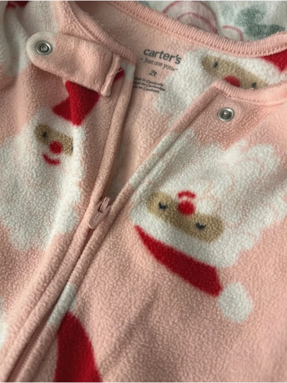 Carter's Pink Santa Fleece Footed Sleep Sack Pajamas